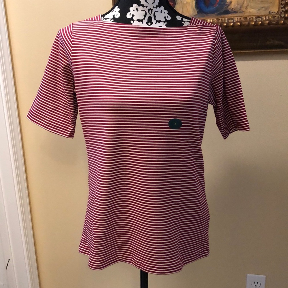 L. L. Bean Boat neck striped 3/4 sleeve comfy stretchy top